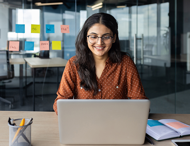 woman in office on the computer