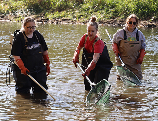 students fish shocking in river