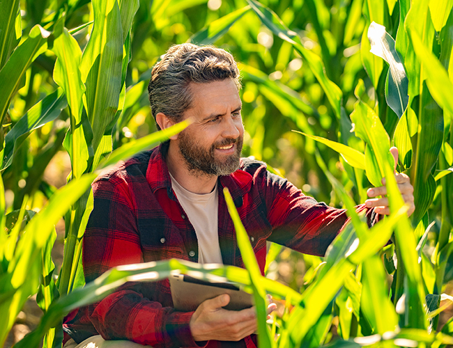person in corn field